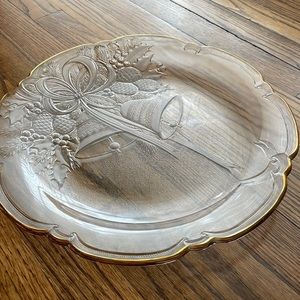 ✨Mikasa Japan 15 inch Christmas Cookie Platter 🔔 Joyous Bells Gold Very Large!🎄